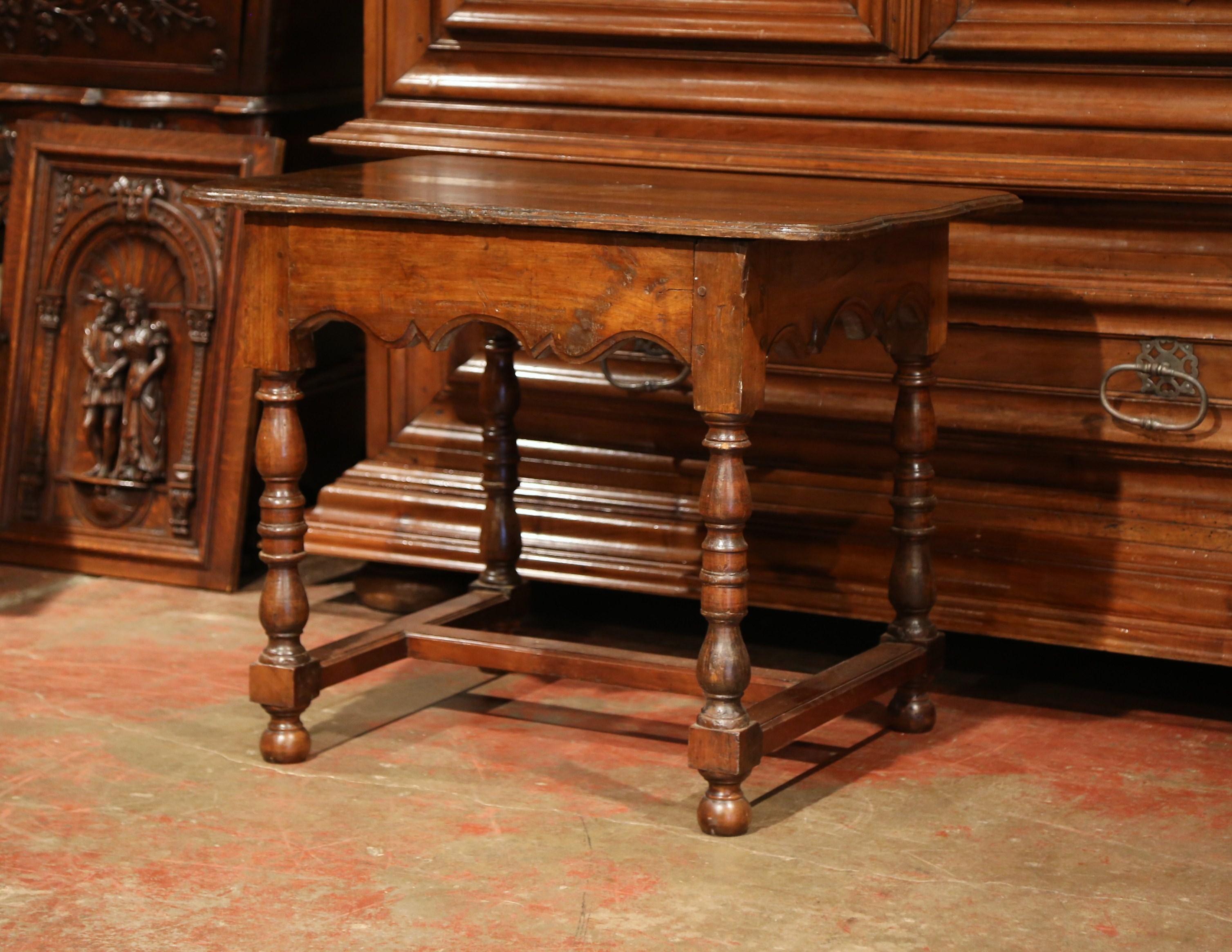 Mid-18th Century, French, Louis XIII Carved Walnut Table Desk with Center Drawer 5