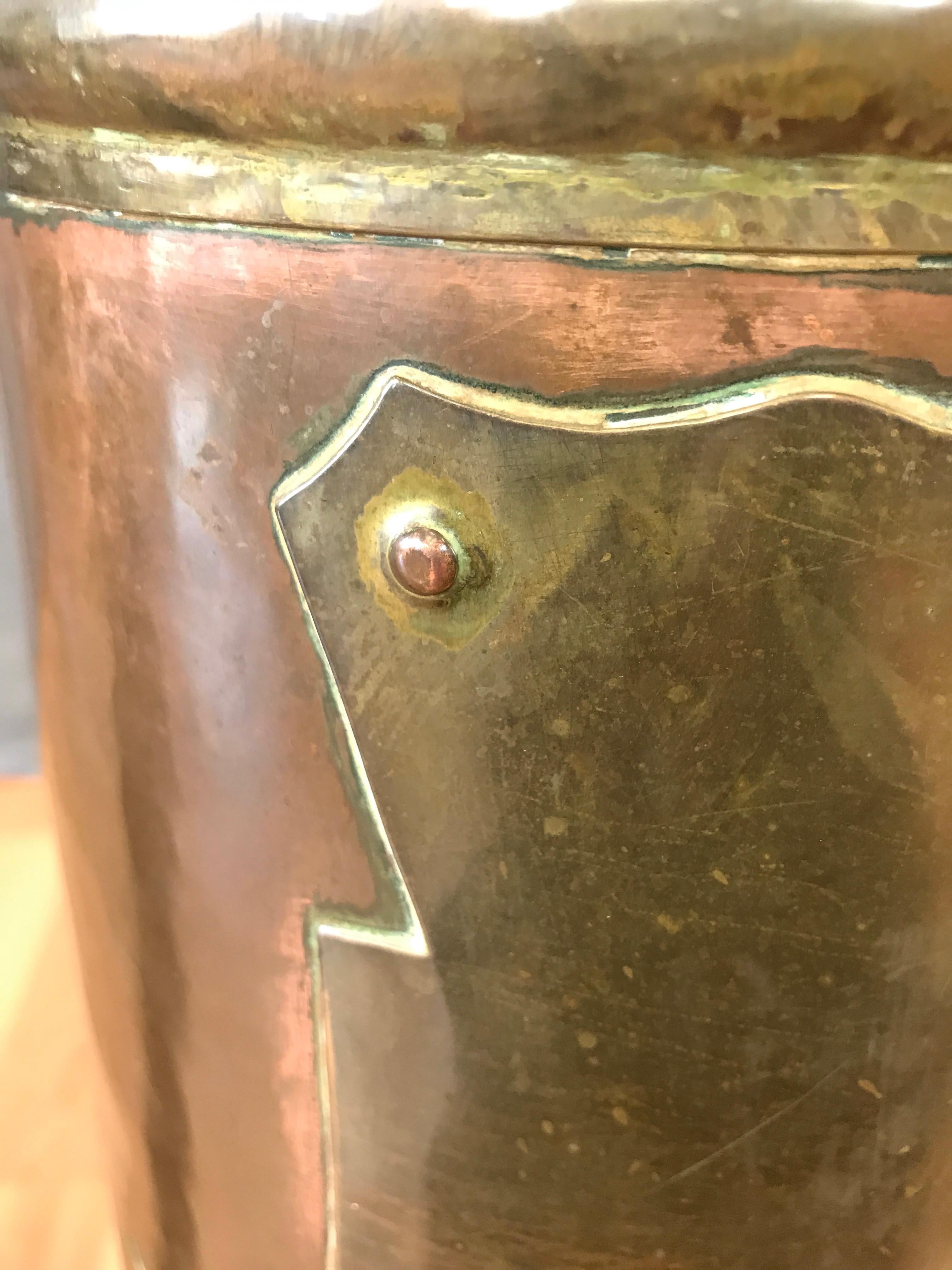 Arts and Crafts Copper and Brass Umbrella Stand 1