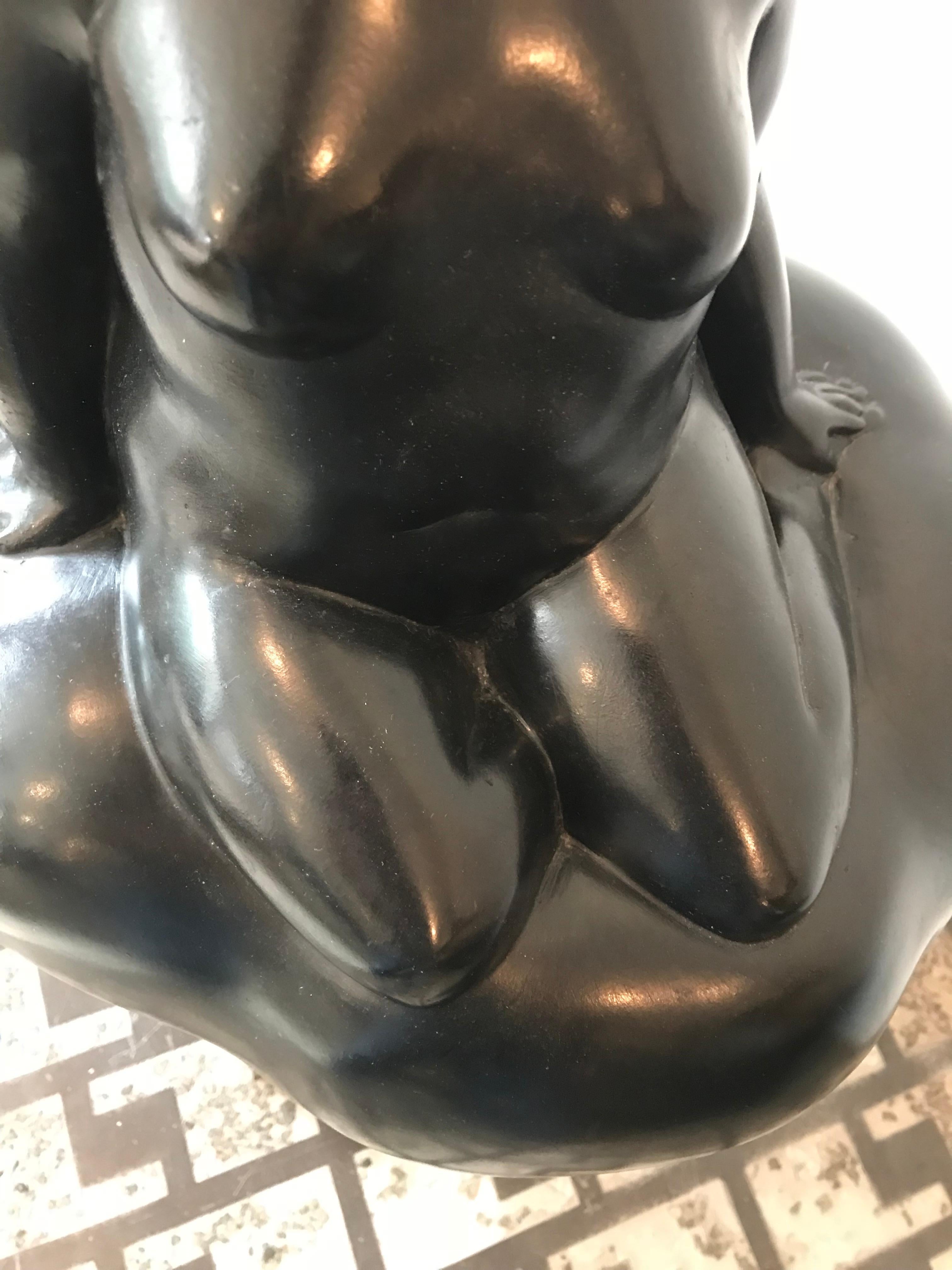 Brutalist Blackened Bronze Female Sculpture Titled 