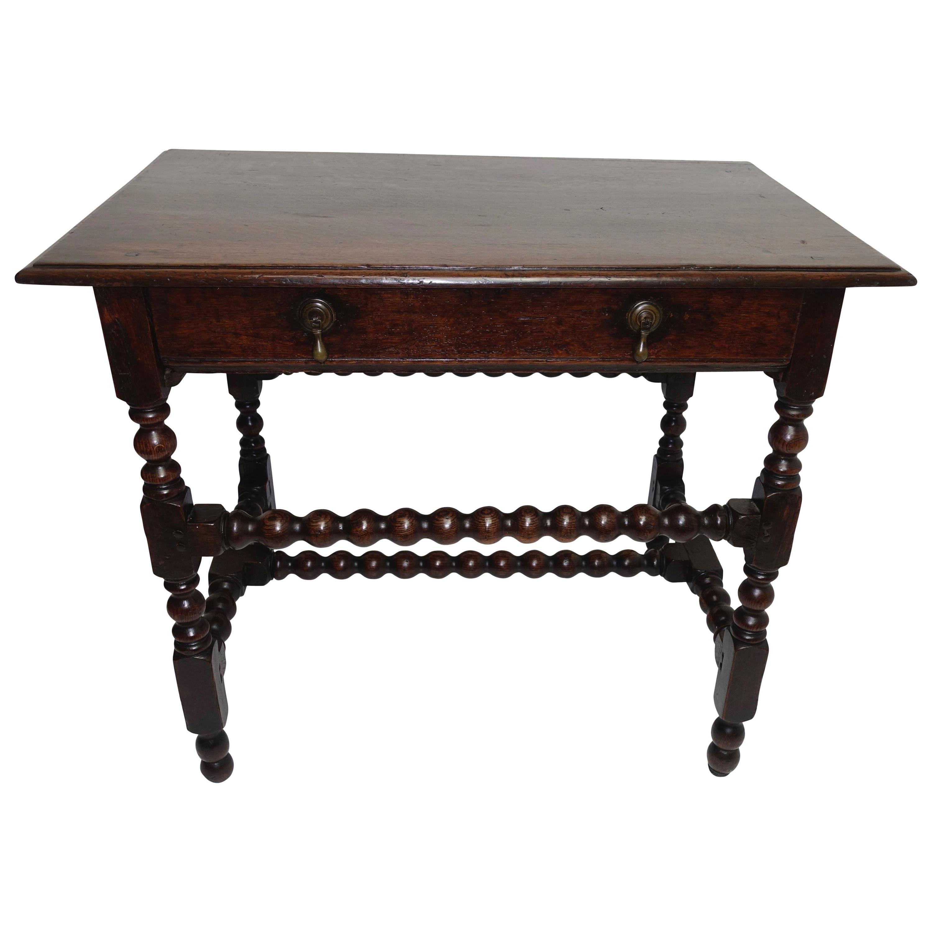 Oak Side Table or Writing Table, English Early 18th Century