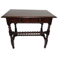 Antique Oak Side Table or Writing Table, English Early 18th Century