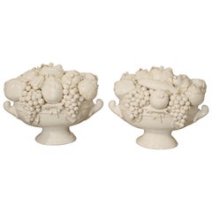 Vintage Pair of Decorative Italian Creamware Bowls