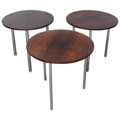 Rare Poul Nørreklit for Petersen Round Nesting Tables Rosewood, Denmark, 1960s