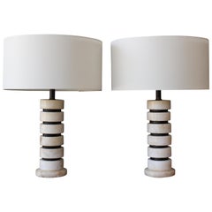 Stacked Marble Table Lamps, Italy, 1960s. Sold Individually.