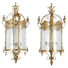 Matched Pair of 19th Century Bronze Lanterns