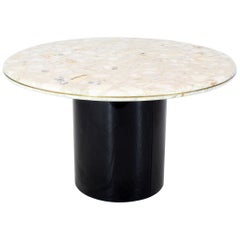 Round Marble Top Cylinder Base Center Conference Gueridon Dining Table