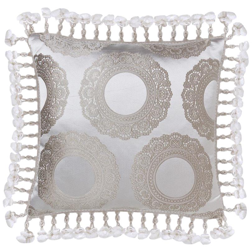 Brabbu Crochet in White and Gray Pillow Satin For Sale