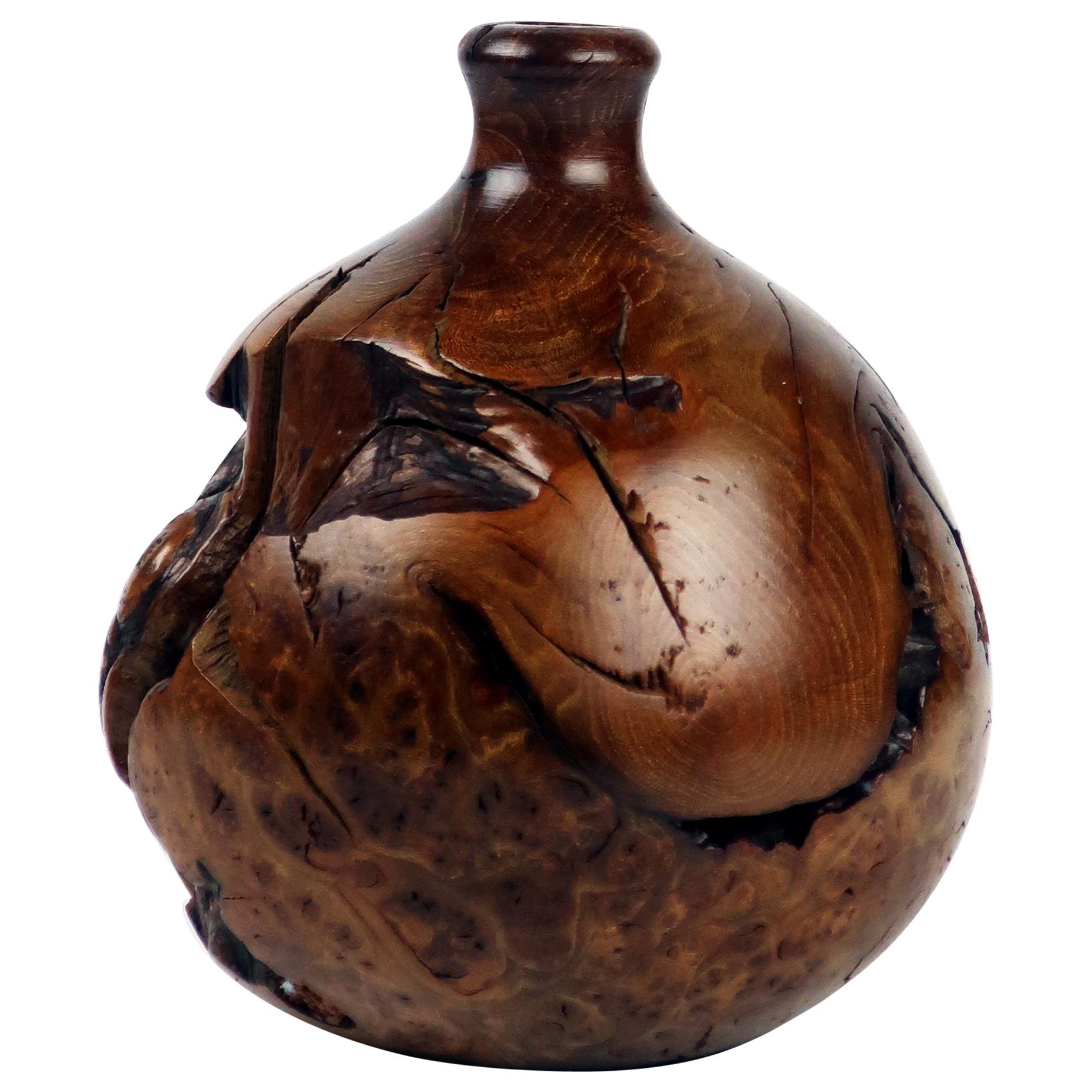 Vintage Wood Burl Vase