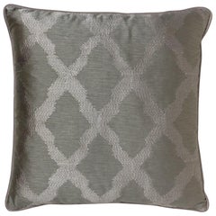 Brabbu Morocco Pillow in Gray Linen with Tile Pattern