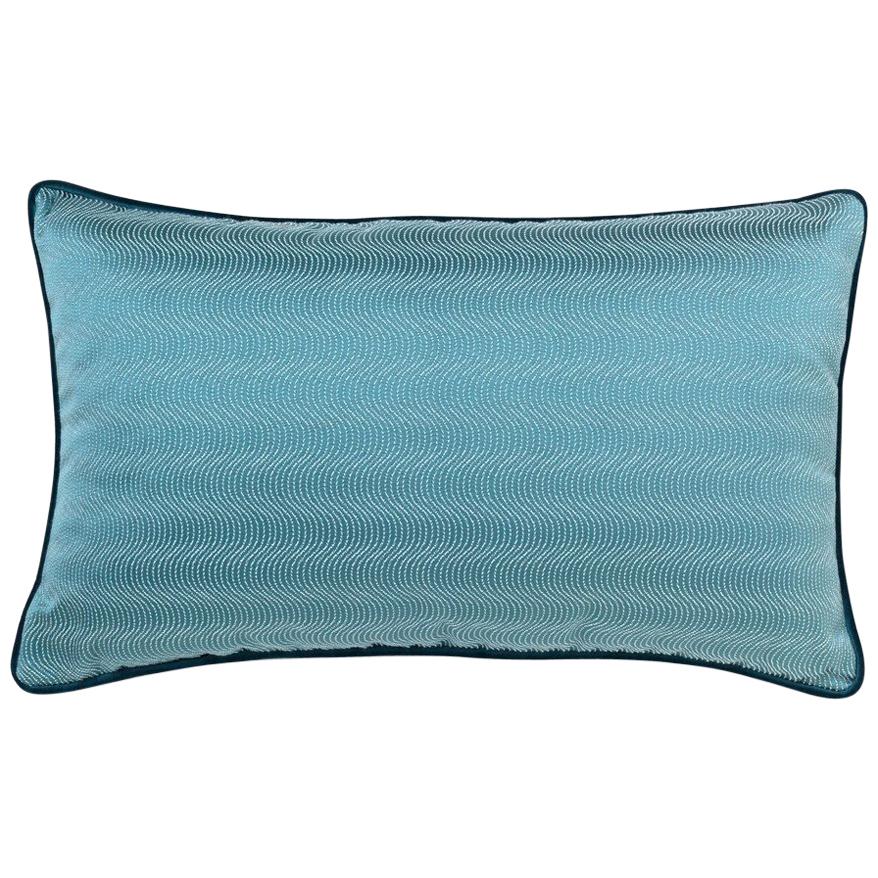 Brabbu Metropolis Pillow in Blue Linen with Geometric Pattern For Sale