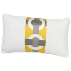 Round Ball Pillow In Satin With Embroidered Damask Pattern For