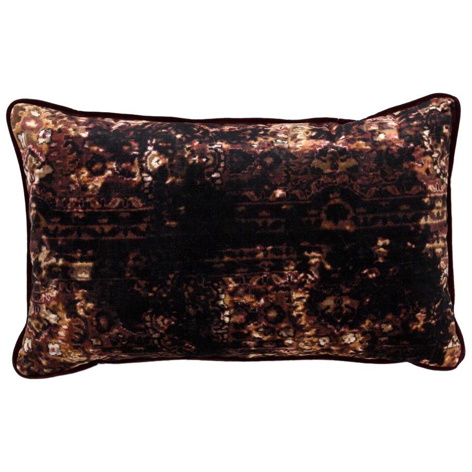 Brabbu Luwak Pillow in Multicolored Brown Velvet For Sale