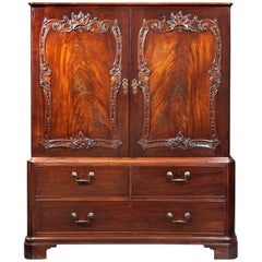 Antique Georgian Chippendale Cabinet with Rococo Carving