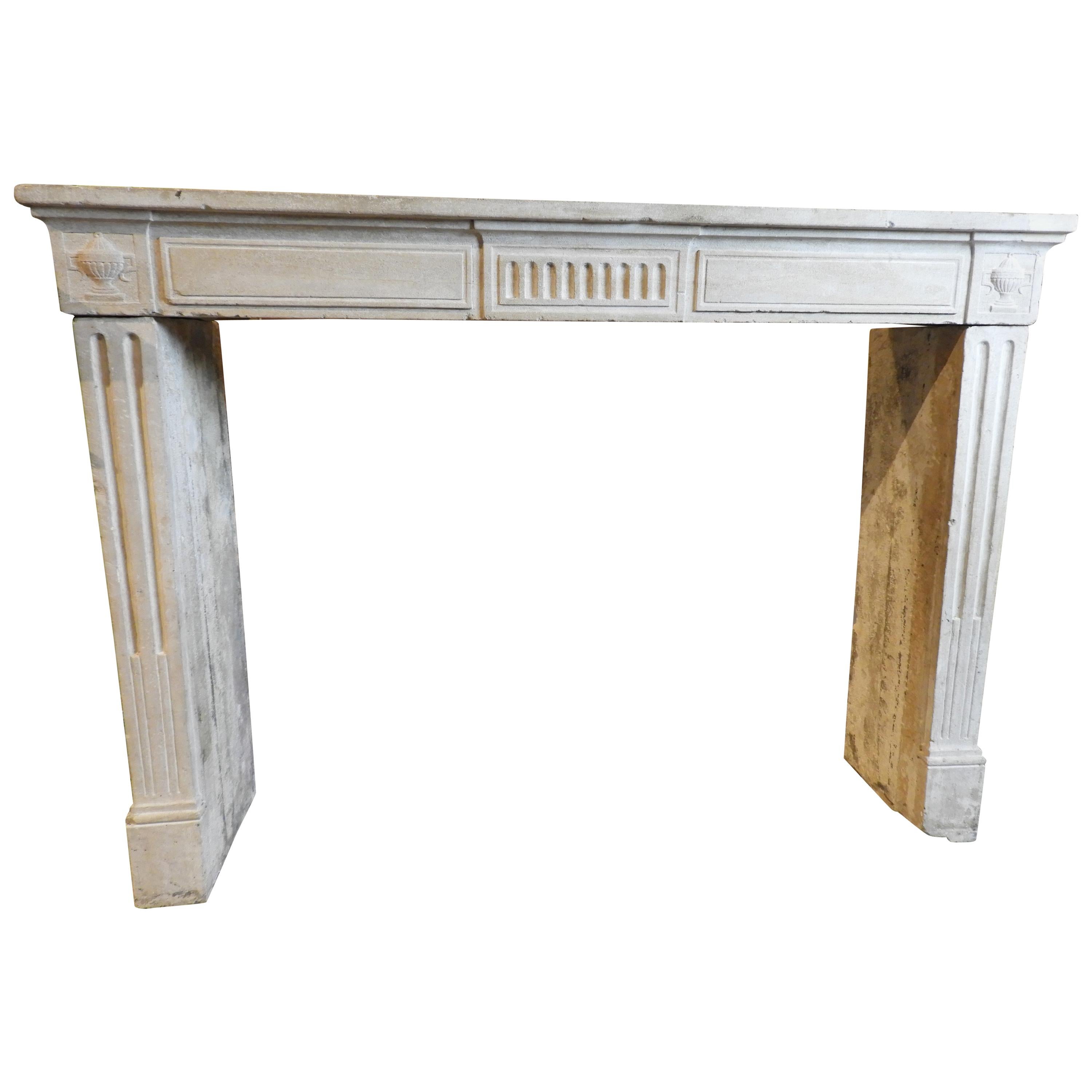 19th Century Empire Fireplace in French Limestone