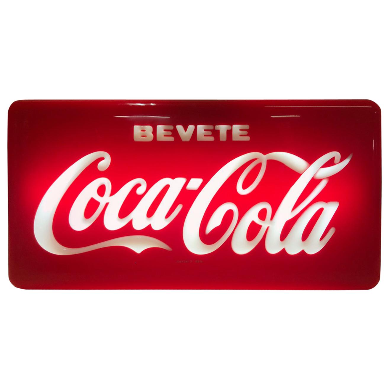 1960s Vintage Italian Bevete Coca-Cola 'Drink Coca-Cola' Illuminated Sign