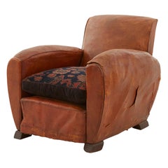 19th Century French Leather Club Chair