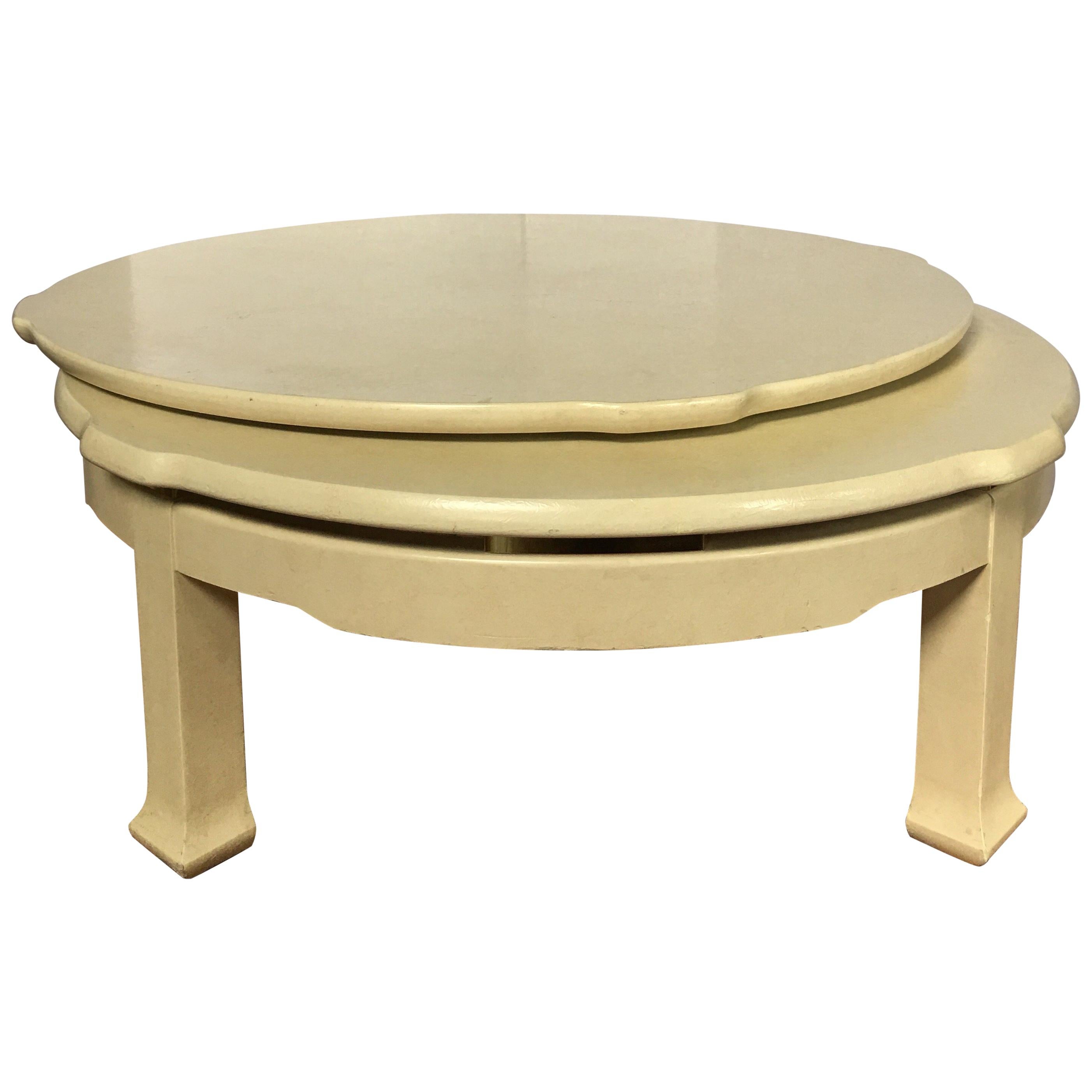 Hollywood Regency Sculptural Two-Tier Round Swiveling Coffee Table