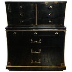 Art Deco Style Lacquer and Gilt Greek Key Dresser Chest