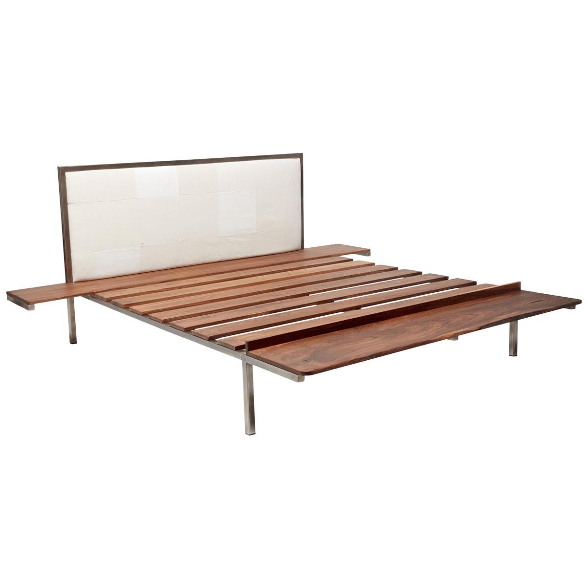 Customizable Bed Frame with Side Tables and Bench For Sale