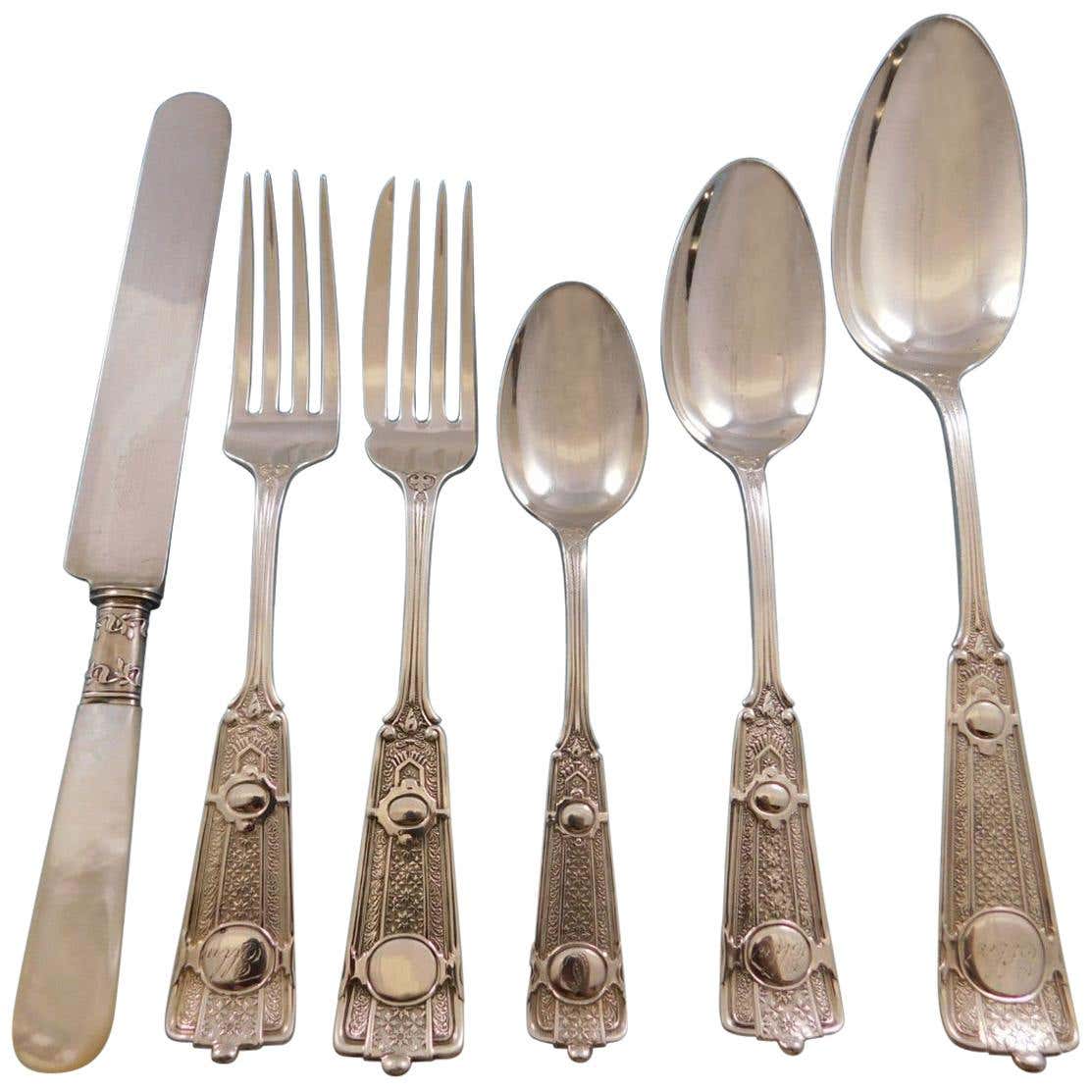 Ribbon by Wendt Sterling Silver Flatware Service for 8 Set 49 Pieces ...