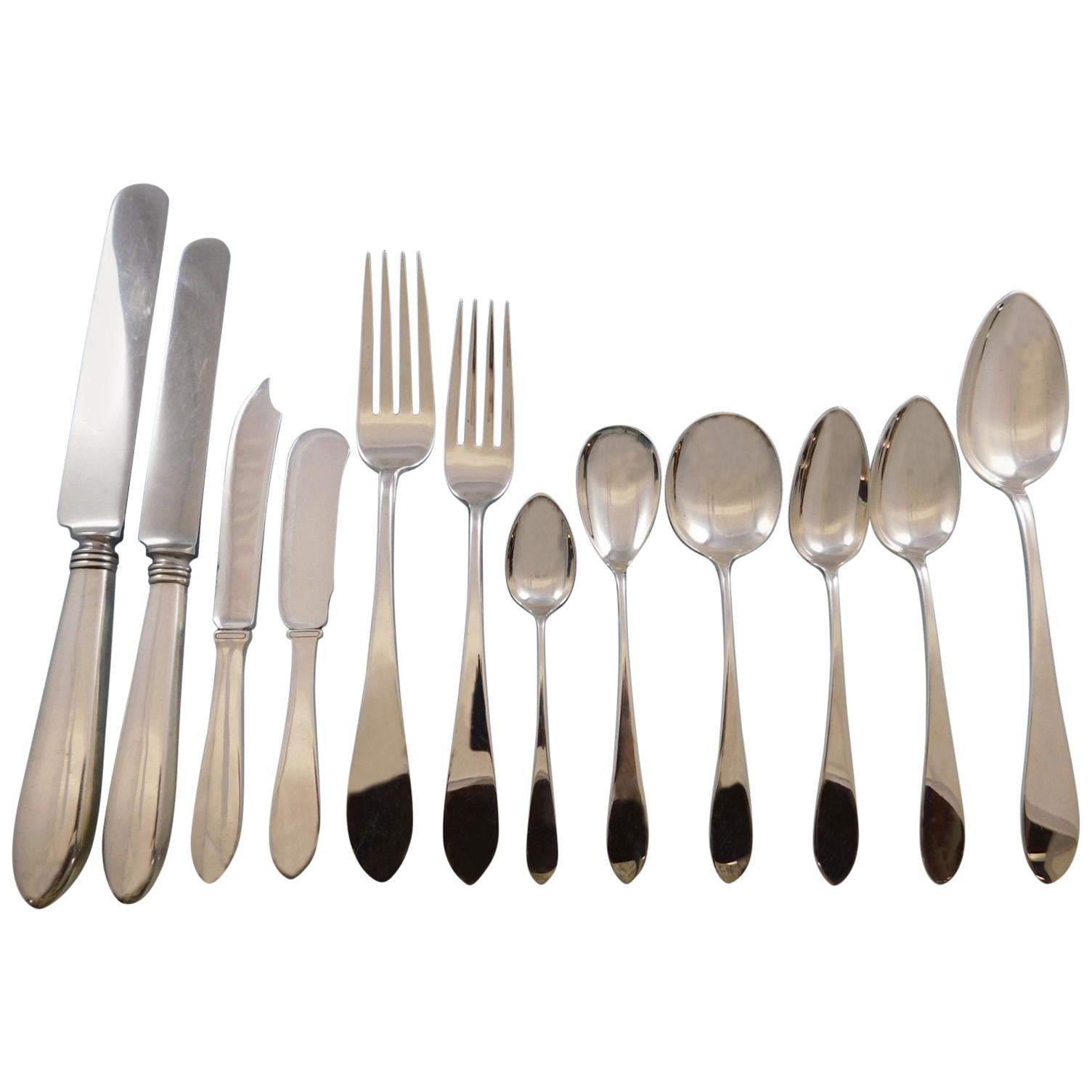 Pointed End by AJ Stone Sterling Silver Flatware Service Set Dinner 218 Pieces For Sale