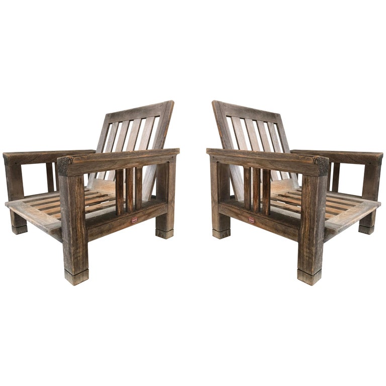 Pair Of Vintage Solid Teak Patio Lounge Chairs By Terra Furniture Pair Of Vintage Solid Teak Patio Lounge Chairs By Terra Furniture For