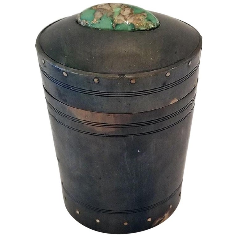 18th Century Scottish Horn and Polished Stone Tea Caddy For Sale