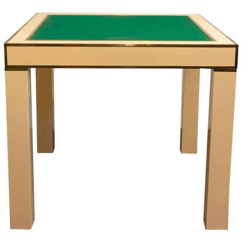 Lacquered Ivory and Brass Game Table Designed by Jean-Claude Mahey