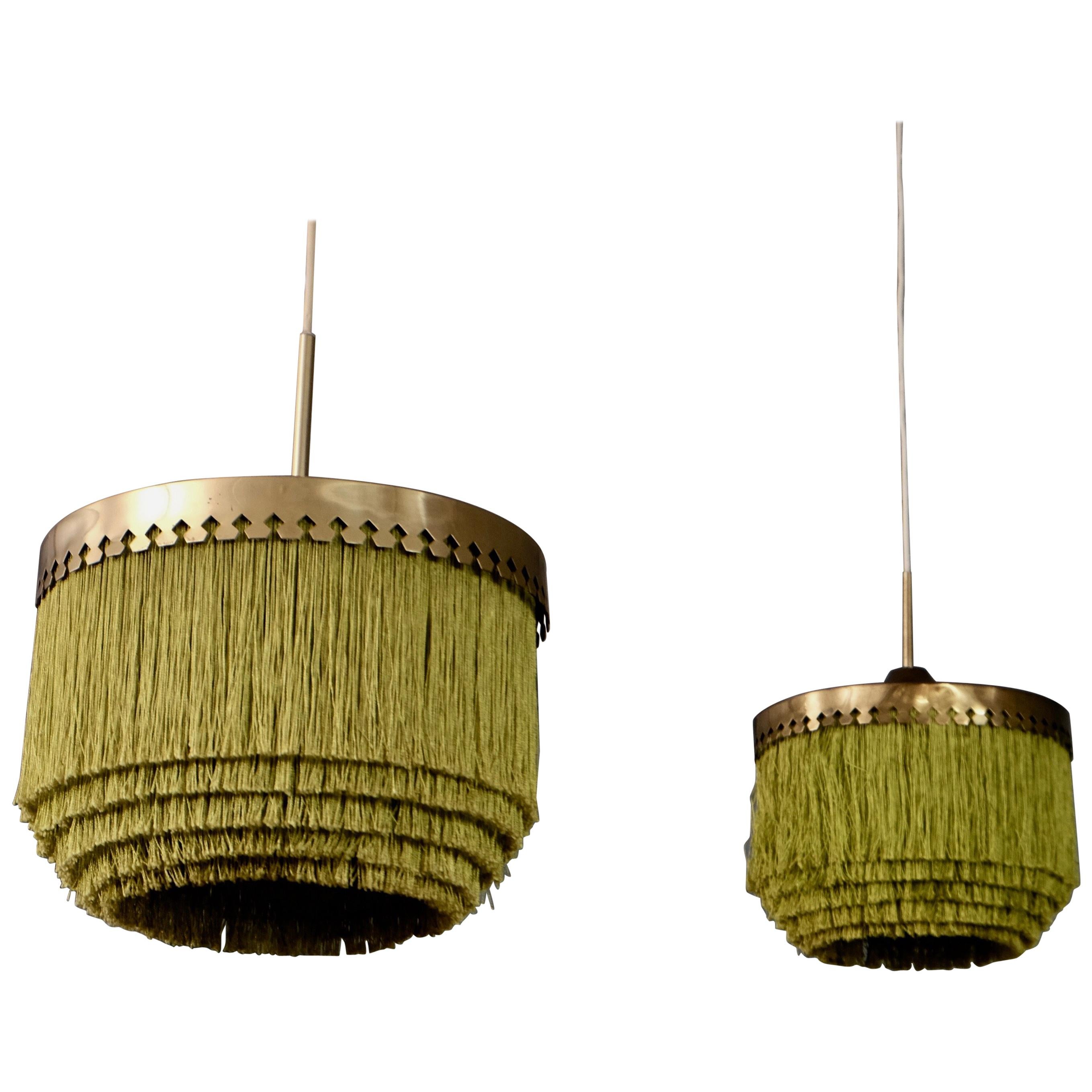 Set of Two Green Hans-Agne Jakobsson Ceiling Lamp Model T601/M, 1960s