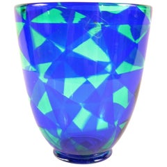 Barovier & Toso  Murano Venezia Blue Mosaic TriangleGlass Vase