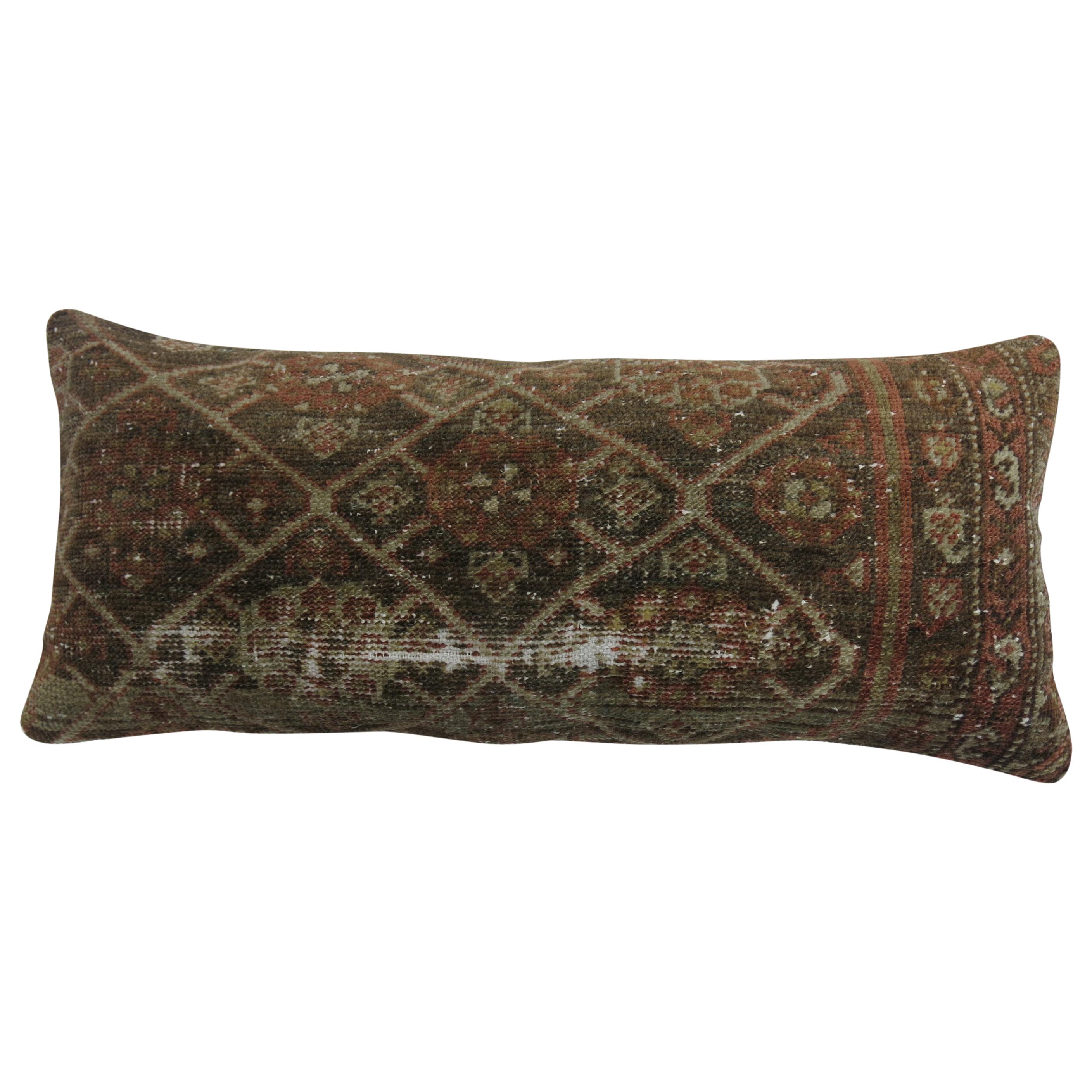 Shabby Antique Persian Bolster Rug Pillow For Sale