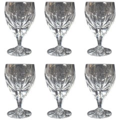 Set of Six Fine Cut Glass English Crystal Wine Glasses