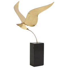 C. Jeré Brass Bird Sculpture on Black Marble Base