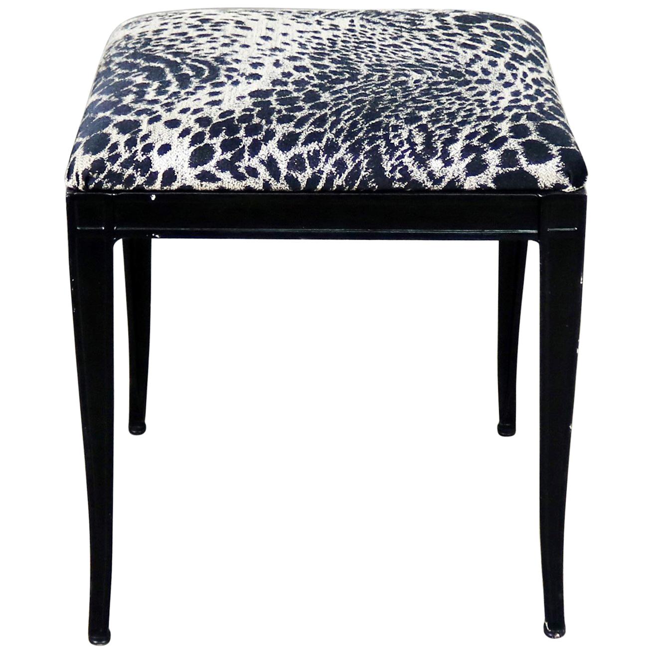 Black Art Deco and Animal Print Bench Ottoman Footstool Cast Aluminum by Crucibl