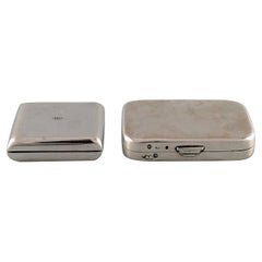 Vintage Two Pill Boxes in Silver One Lined, Early 20th Century