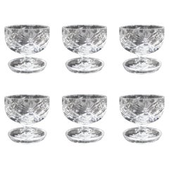 Set of Six Vintage Cut Glass Crystal Sundae Dishes