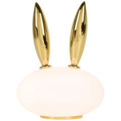 Moooi Purr Table Lamp in White Opal Glass and Gold Painted Ceramic