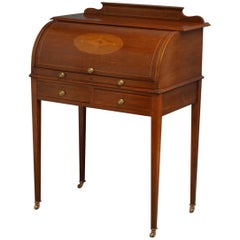 Antique Elegant Edwardian Mahogany Bureau, Writing Table