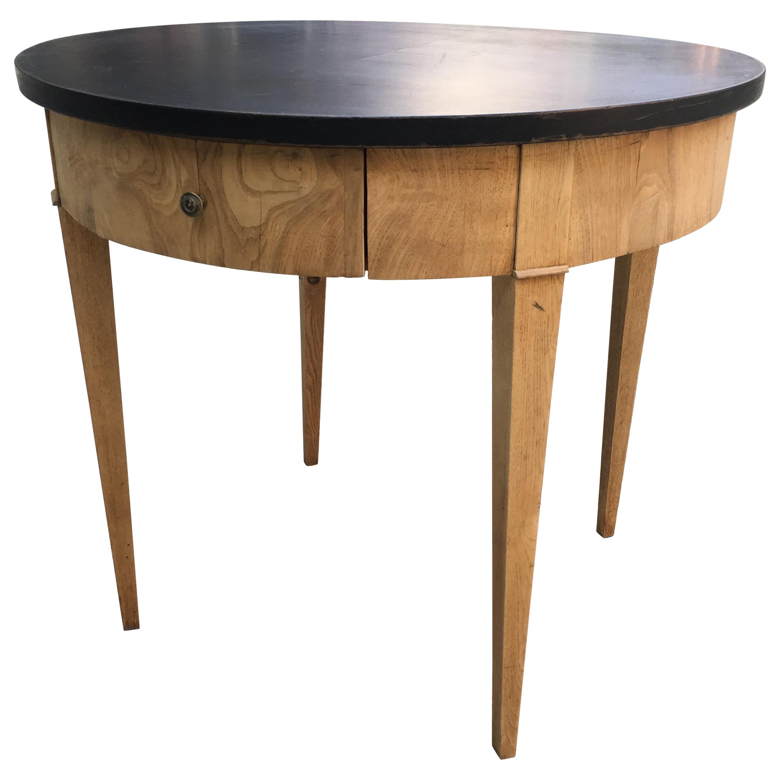 Mid-Century Modern Oak Table with Black Lacquered Top from 1950s For Sale
