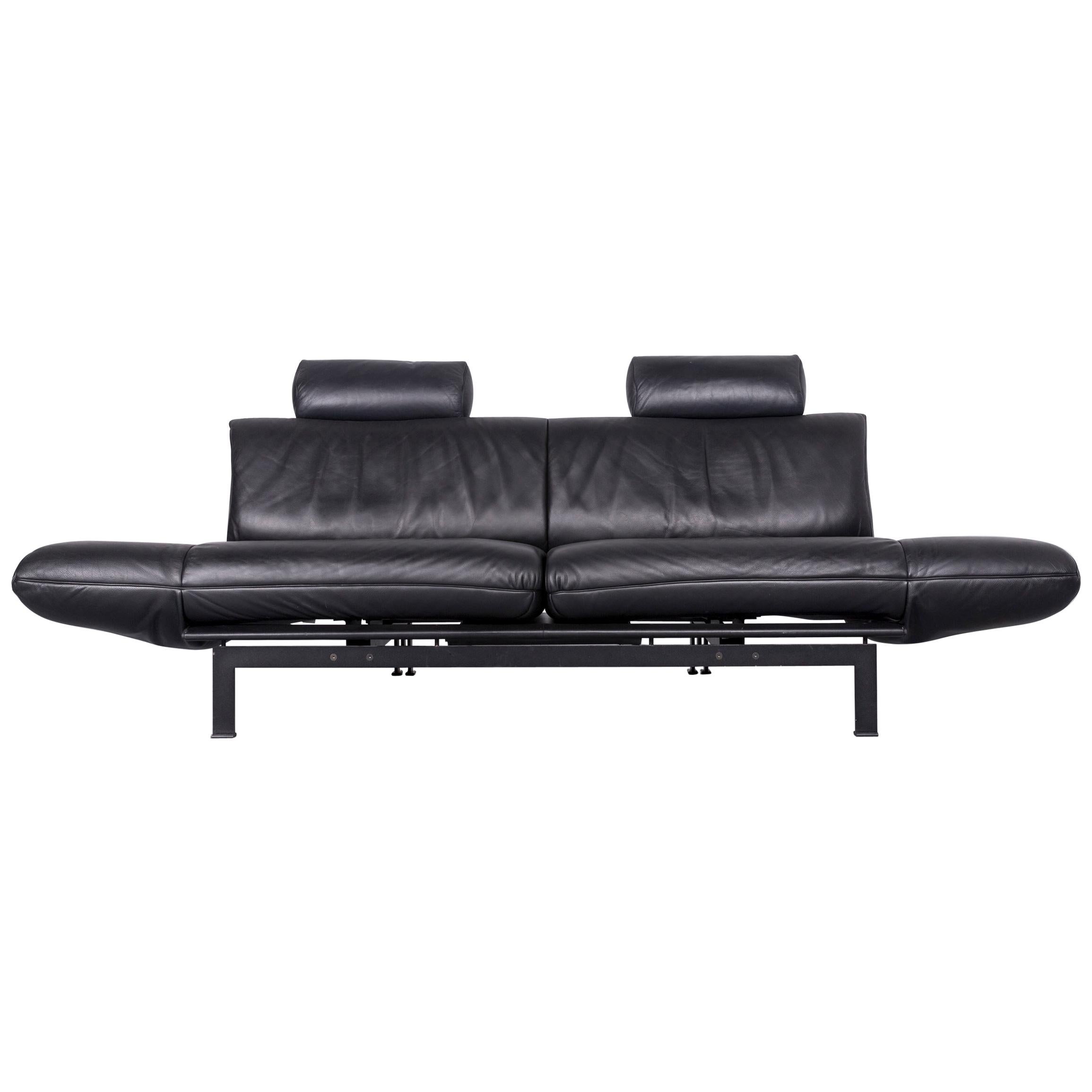 De Sede Ds 140 Designer Leather Sofa Black Three-Seat Function Modern For Sale
