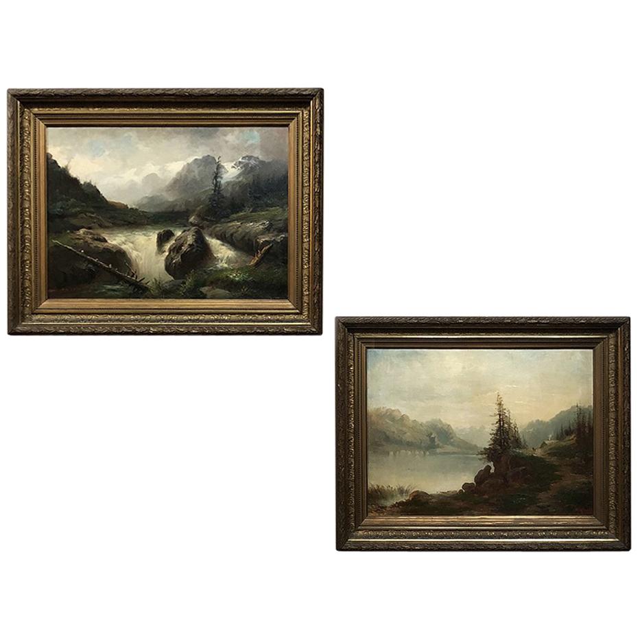 Pair of 19th Century Framed Oil Paintings on Canvas by Regnier