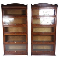 Fine Pair of Edwardian Oak 5 Section ‘Lebus’ Stacking Bookcases