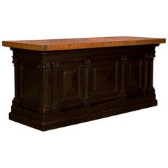 Black Antique Danish Kitchen Island and Bar with Maple Top