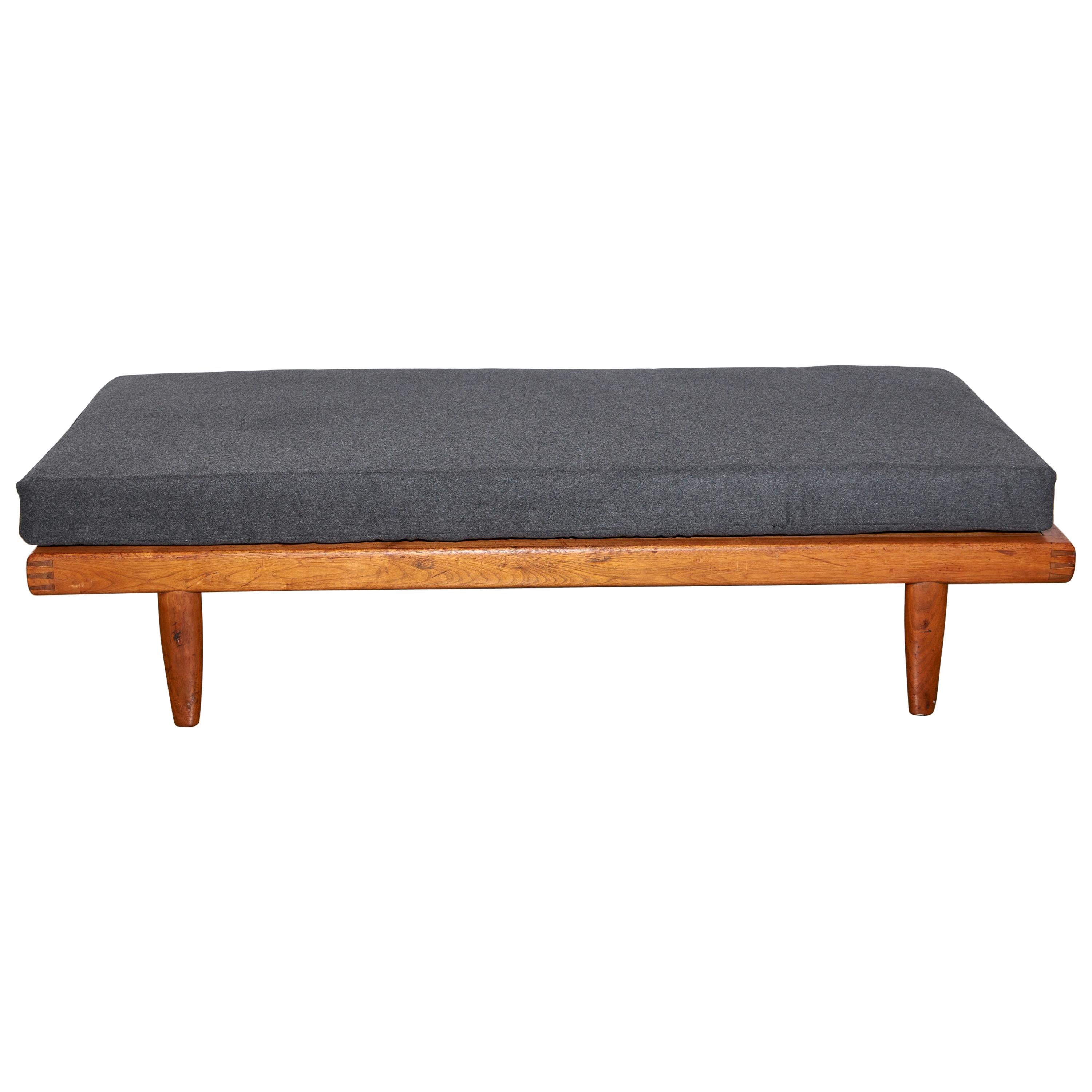 George Nakashima Flat Daybed in Grey Cashmere Wool For Sale