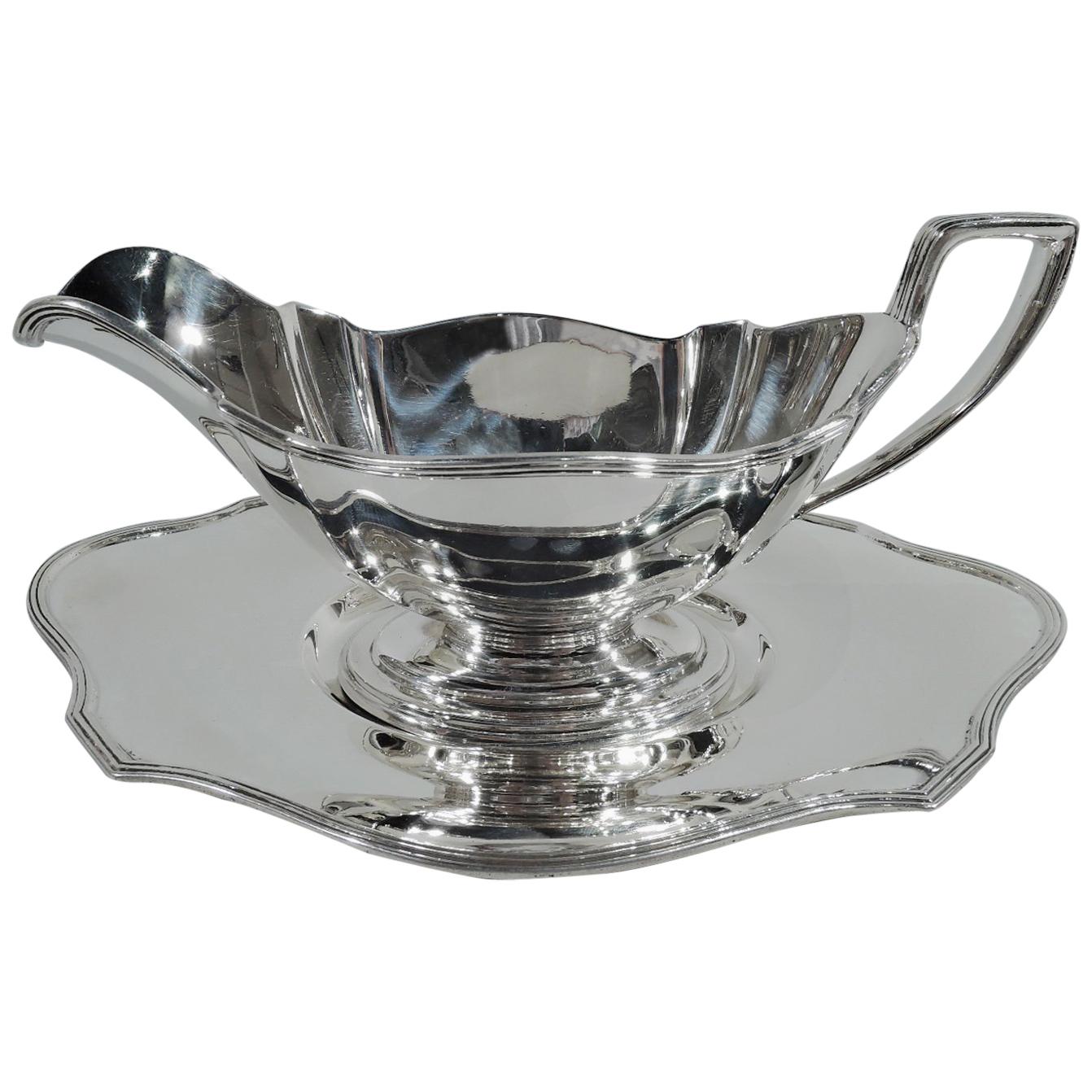 Gorham Sterling Silver Sauce Boat on Stand in Plymouth Pattern