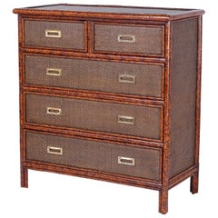 British Colonial Style Grass Cloth Chest of Drawers