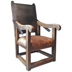 17th Century Reclining Armchair Leather