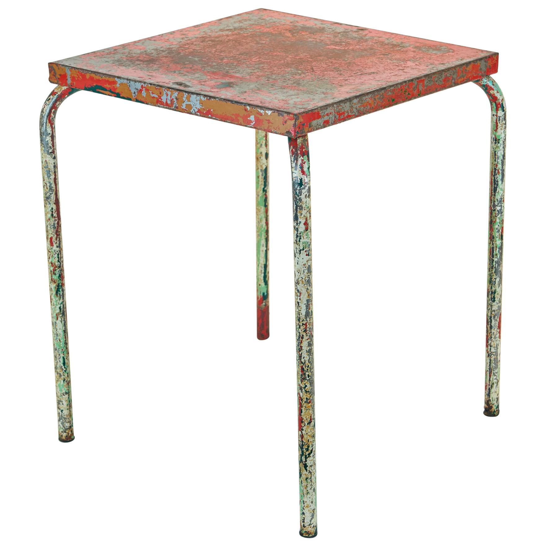 Jean Prouvé Distressed Cafe Table For Sale