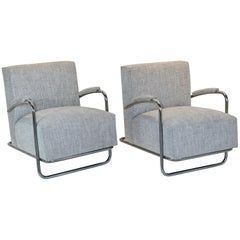 Louis Sognot Chrome Lounge Chairs