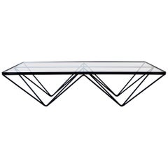 Black Steel and Glass Coffee Table in The Style of Paolo Piva Alanda Table 